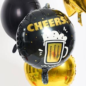 Balão Redondo Caneca Cerveja Cheers Foil, 45 cm