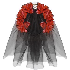 Bandolete Rosas Vermelhas com Caveira e Véu