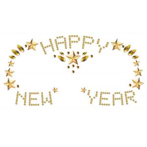 Brilhantes Adesivos Happy New Year Dourados