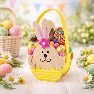 Cesto Coelho da Páscoa no Ovo em Feltro