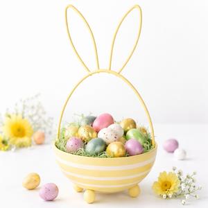 Cesto Decorativo Coelho da Páscoa Amarelo