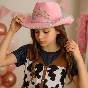 Chapéu Cowgirl Rosa com Tiara, Criança