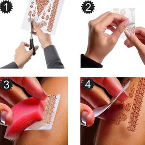 Conjunto 6 Tatuagens Adesivas para Mãos Estilo Henna