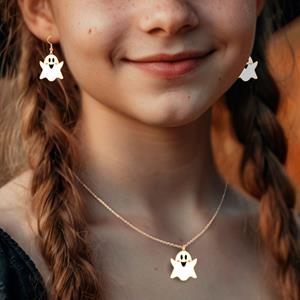 Conjunto Colar e Brincos Fantasminha Sorridente