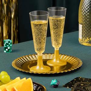 Copos Flute Transparentes com Pé Dourado, 4 unid.