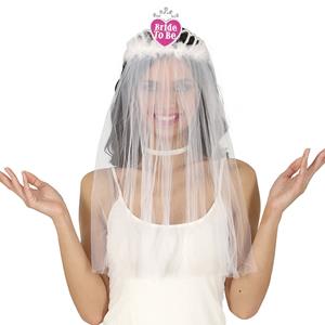 Coroa Bride To Be com Véu Branco