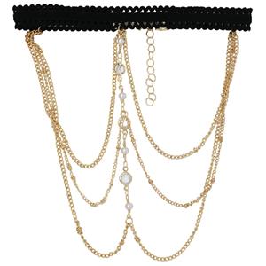 Corrente para Braço Dourado com Pérolas