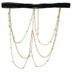 Corrente para Perna Dourado com Pérolas