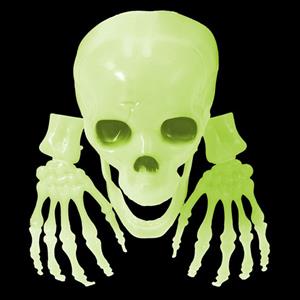 Crânio e Mãos Glow In The Dark Decorativo