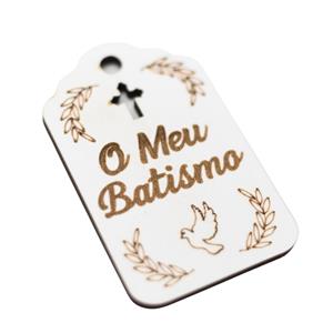 Etiqueta "O Meu Batismo" em Madeira