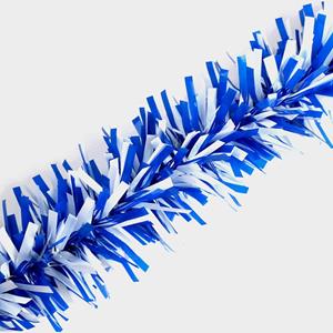 Festão Plástico Dupla Cor Branco e Azul, 9 cm x 12 mt
