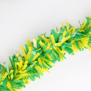 Festão Plástico Dupla Cor Verde e Amarelo, 9 cm x 12 mt