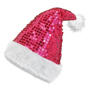 Gorro Mãe Natal Lantejoulas Rosa
