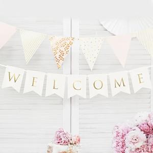 Grinalda Banner Welcome Branca, 95 cm