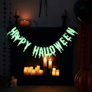 Grinalda Happy Halloween Glow com Franjas Pretas, 1,50 mt
