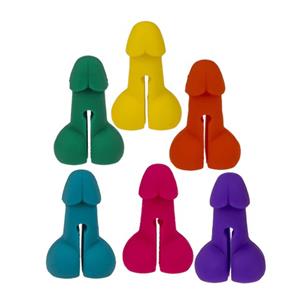 Marcadores de Copos Pénis Multicolor em Silicone, 6 unid.
