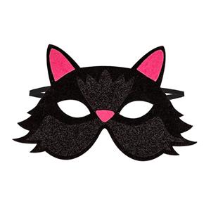 Máscara Gato Preto com Glitter em Feltro, Criança