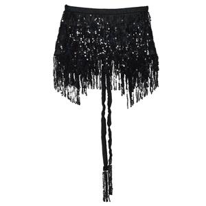 Mini Saia de Cintura Preta com Lantejoulas