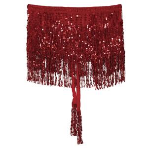 Mini Saia de Cintura Vermelha com Lantejoulas