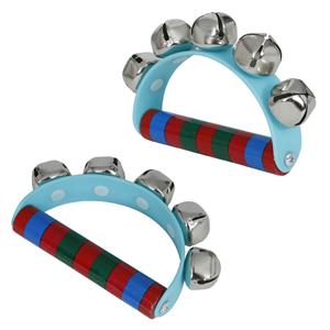 Pandeireta Meia Lua de Madeira Multicolor com Guizos