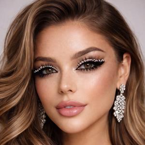 Pestanas Falsas Pretas com Brilhantes