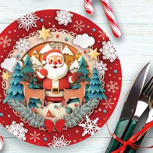 Pratos Pai Natal Amoroso, 23 cm, 6 unid.