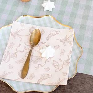 Pratos Xadrez Verde com Rebordo Dourado, 23 cm, 6 unid.