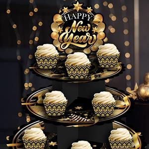 Suporte Cupcakes Happy New Year Glamour, 3 andares