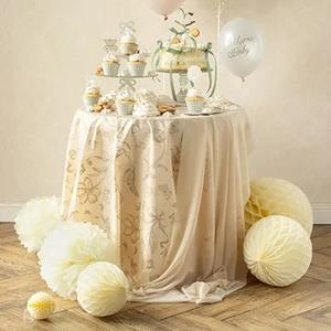 Toalha Bege com Flores Estampadas, 1,20 x 1,80 mt