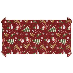 Toalha Mesa Natalícia Vermelha com Motivos de Natal, 1,37 x 2,74 mt