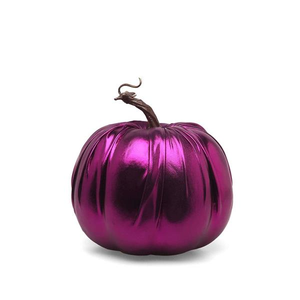 Abóbora Decorativa Roxa Metalizada, 16 cm