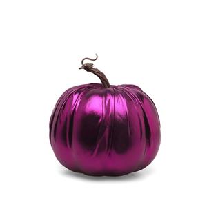 Abóbora Decorativa Roxa Metalizada, 16 cm