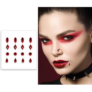 Adesivos Piercings Faciais Vermelhos