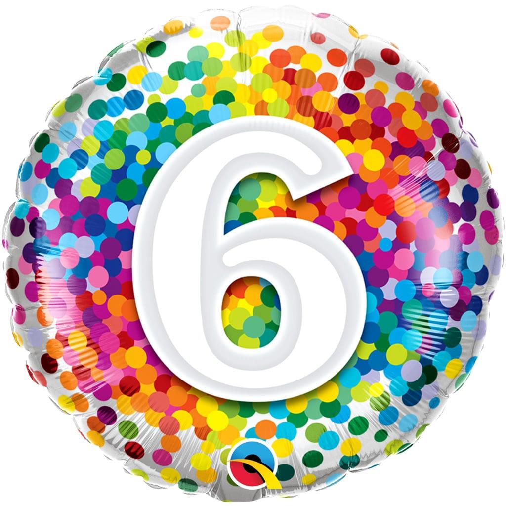 Balão 6 Anos com Bolinhas Coloridas Foil, 46 cm