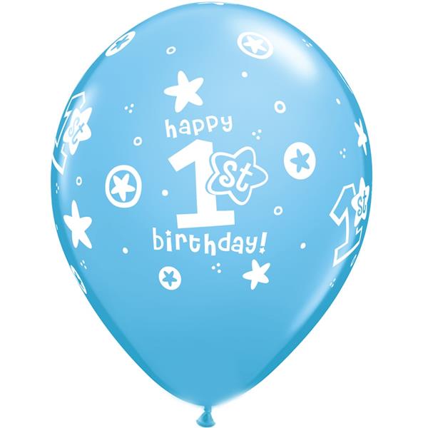 Balão Azul 1º Aniversário Látex, 30 cm