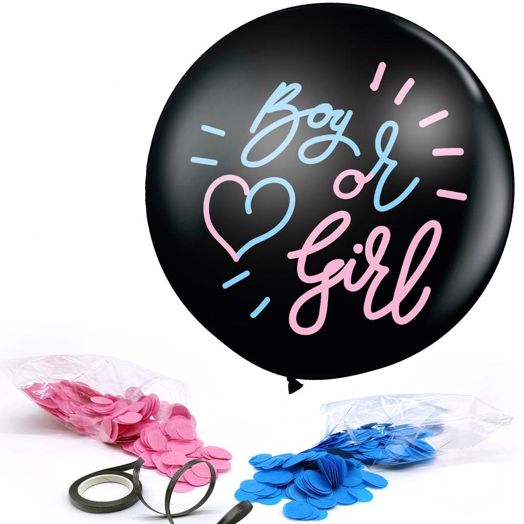 Balão Boy or Girl Látex com Confetis, 90 cm