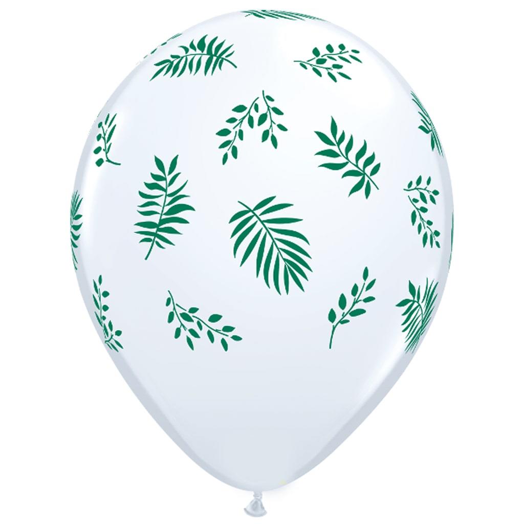 Balão Branco com Folhas Tropicais