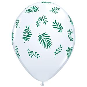 Balão Branco com Folhas Tropicais