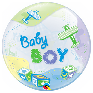 Balão Bubble Baby Boy Aviões, 56 cm