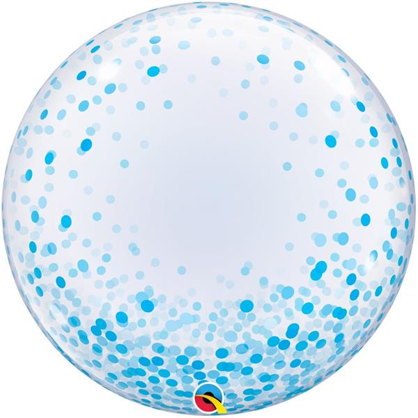 Balão Bubble Confetis Azul, 61 cm