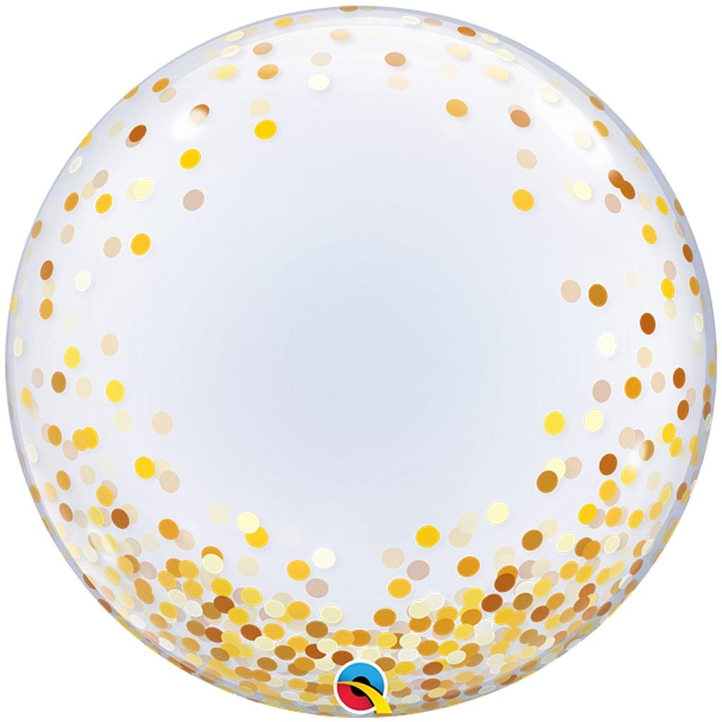 Balão Bubble Confetis Dourado, 61 cm
