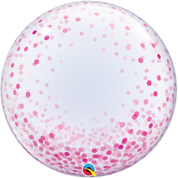 Balão Bubble Confetis Rosa, 61 cm
