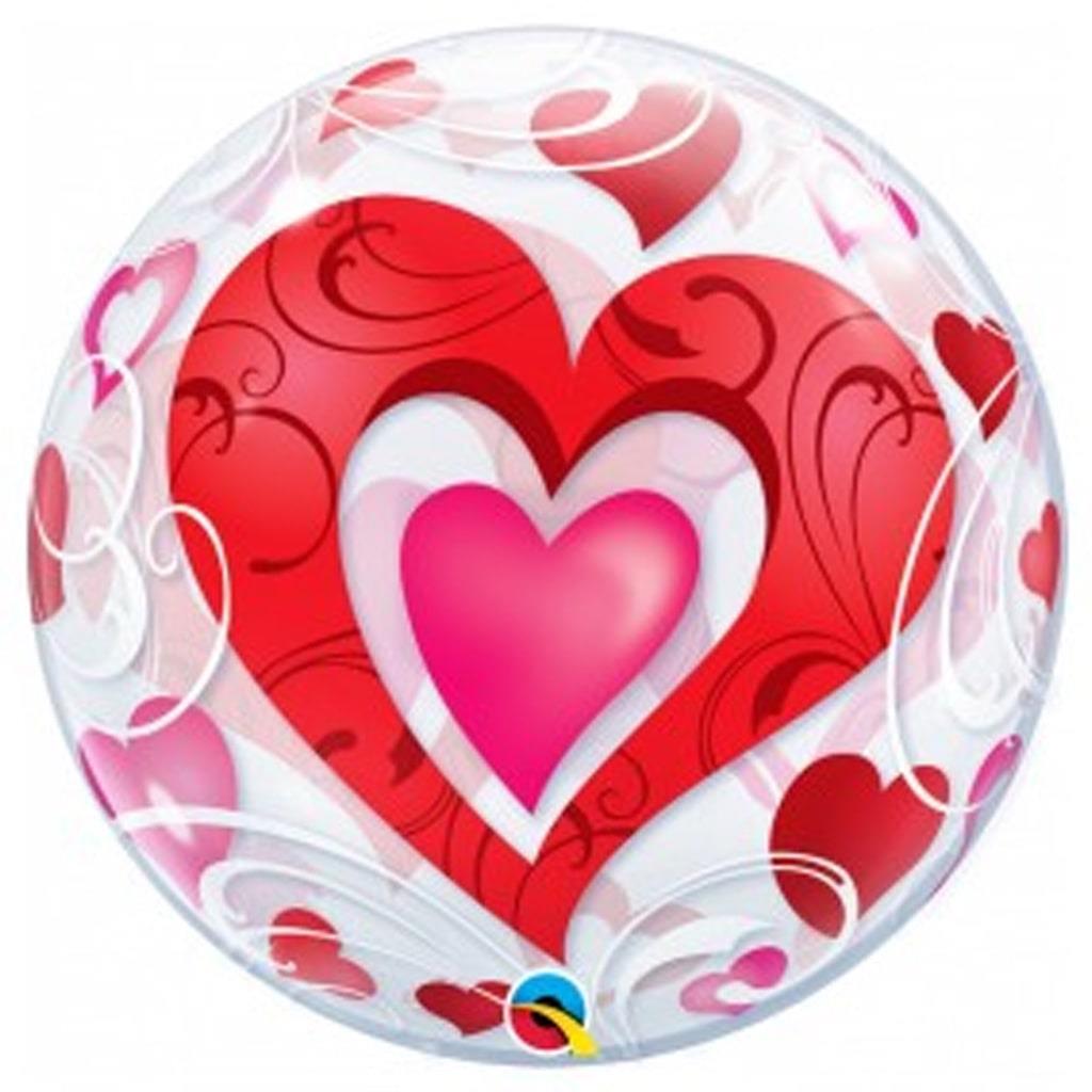 Balão Bubble Corações Vermelhos