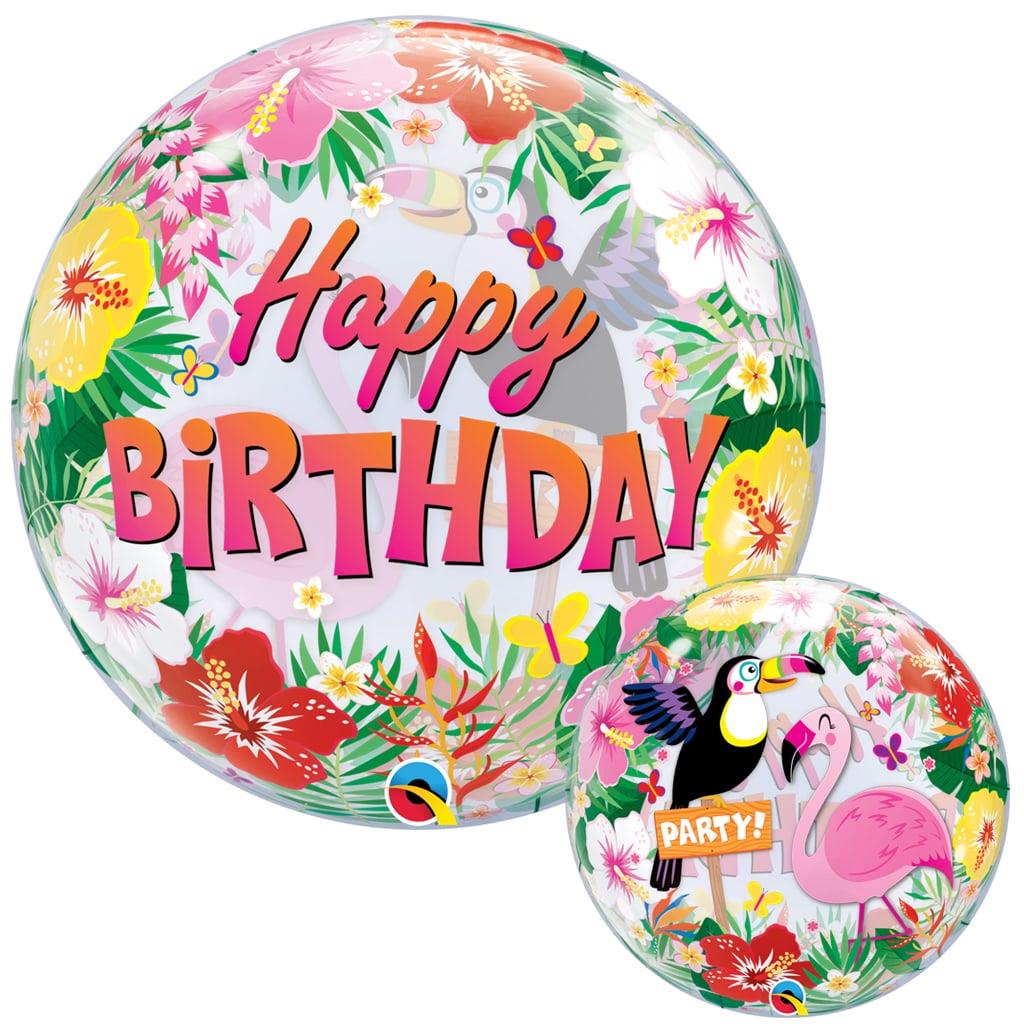 Balão Bubble Happy Birthday Tropical 