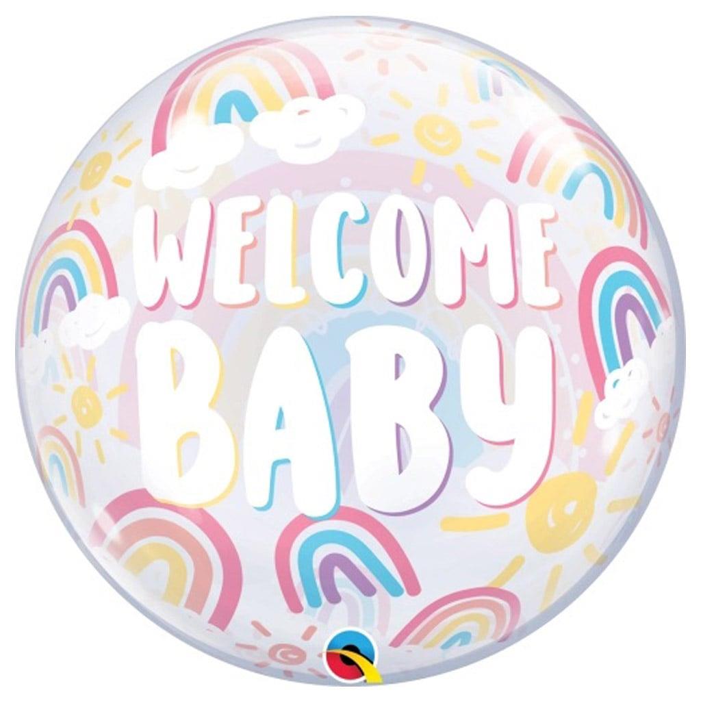 Balão Bubble Welcome Baby com Arco Íris, 56 cm