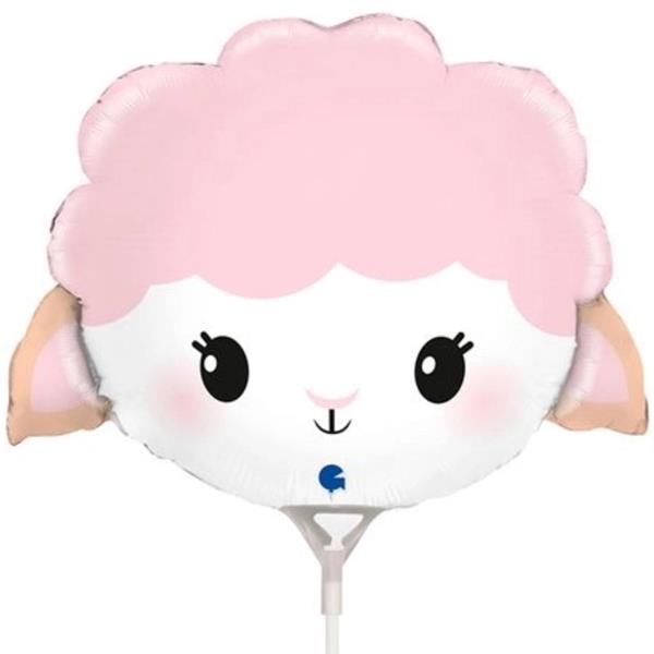 Balão Cabeça Ovelha Fofinha Mini Shape Foil, 35 cm