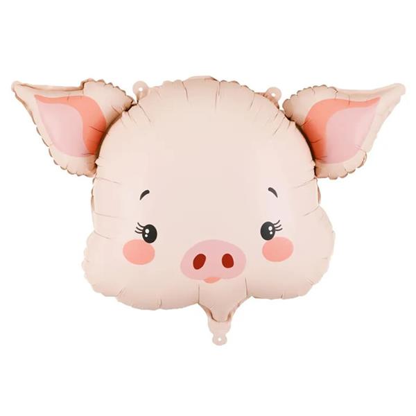 Balão Cabeça Porco Fofinho Foil, 36 cm