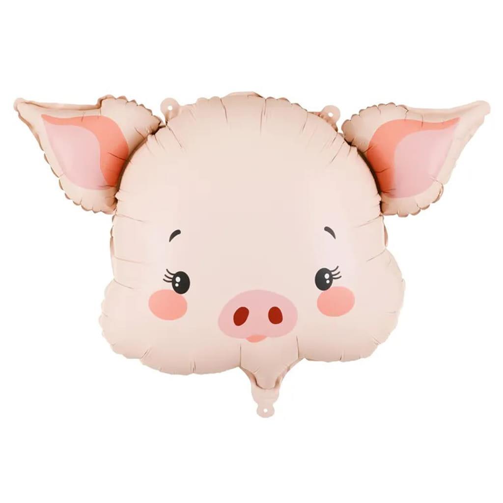 Balão Cabeça Porco Fofinho Foil, 36 cm