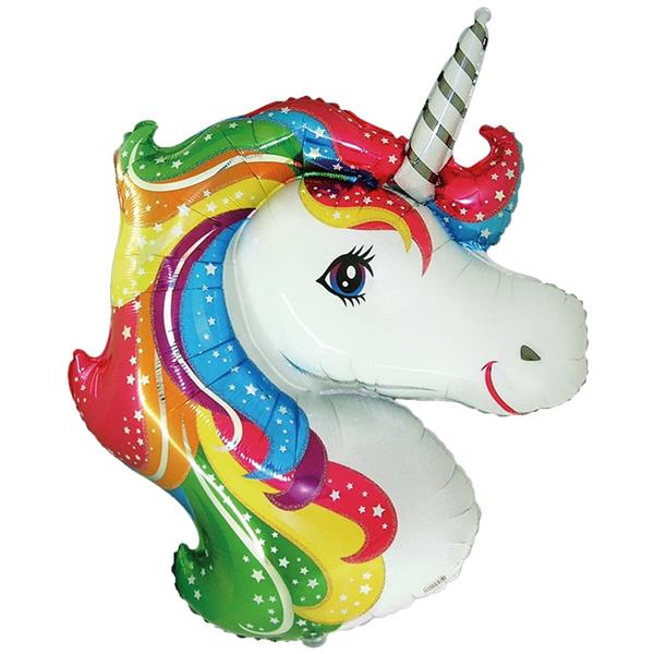 Balão Cabeça Unicórnio Colorido Super Shape Foil, 79 cm