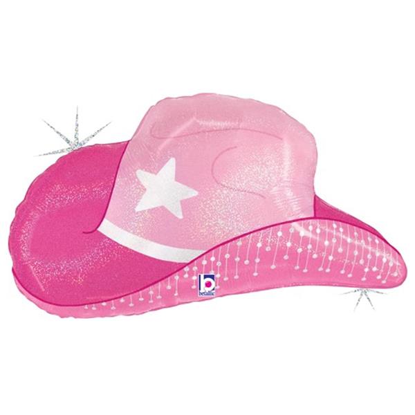 Balão Chapéu Cowgirl Rosa Super Shape Foil, 66 cm